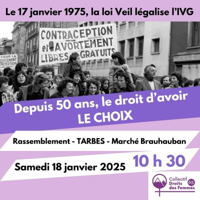 Pour célébrer les 50 ans de la loi Veil, le CDF65 appel à se rassembler ce 18 janvier 2025